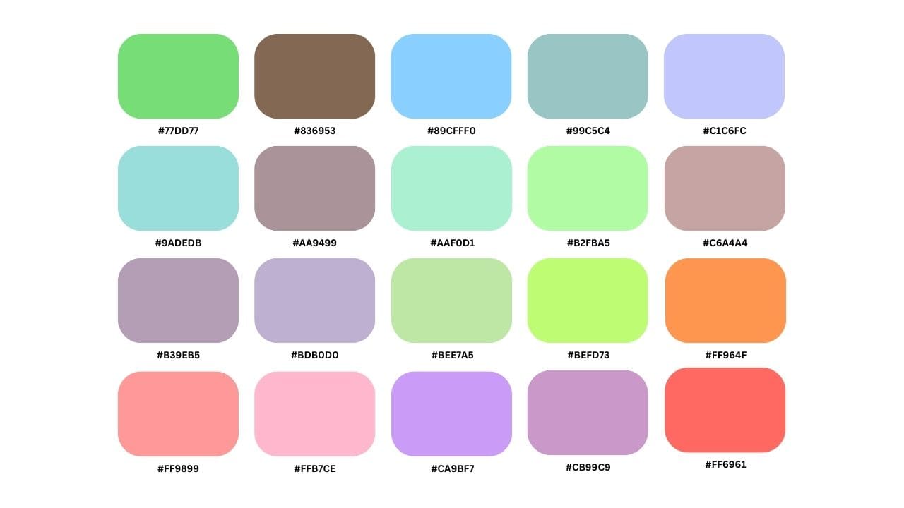 Pastel Colors Names & Palettes